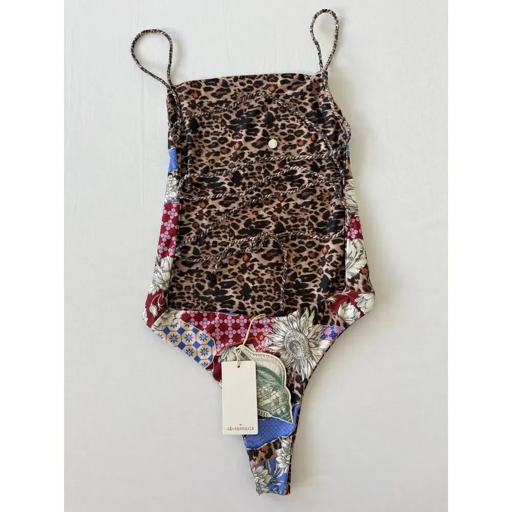 Agua Bendita One Piece Reversible Kali Quilt Animal Print size S NWT *Imperfect